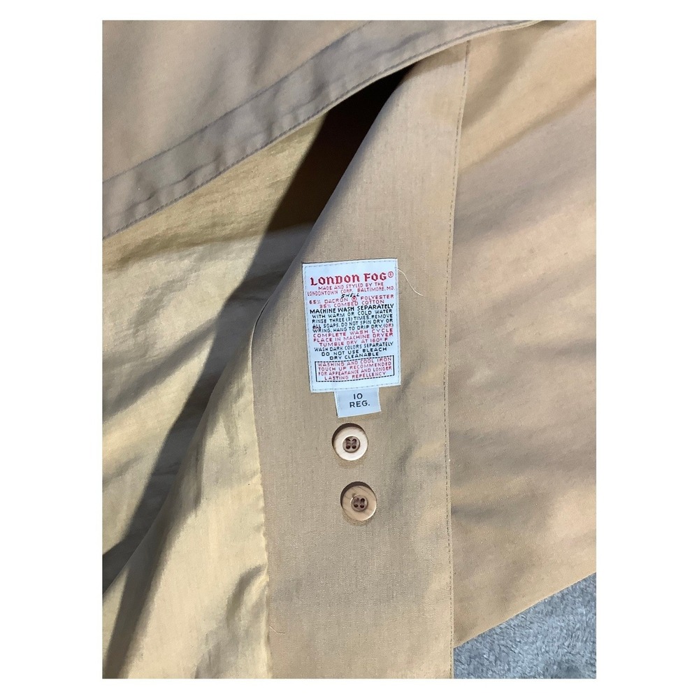 London Fog Vintage Maincoats Hooded Raincoat Tan Beige Women's 10 Regular - Picture 5 of 11